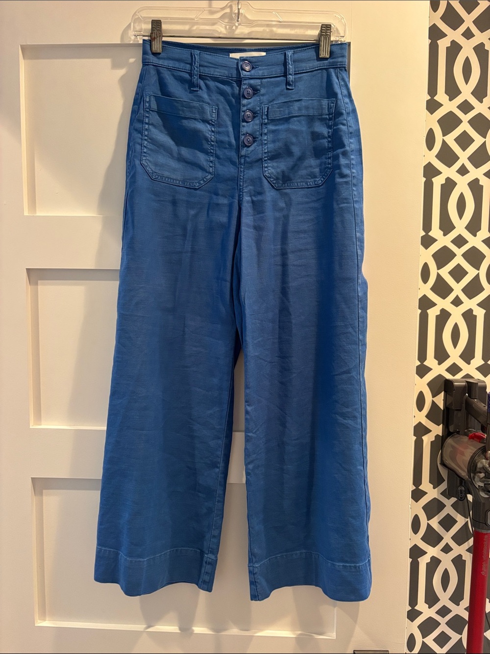 Level 99 Wide Leg linen Pants in Blue